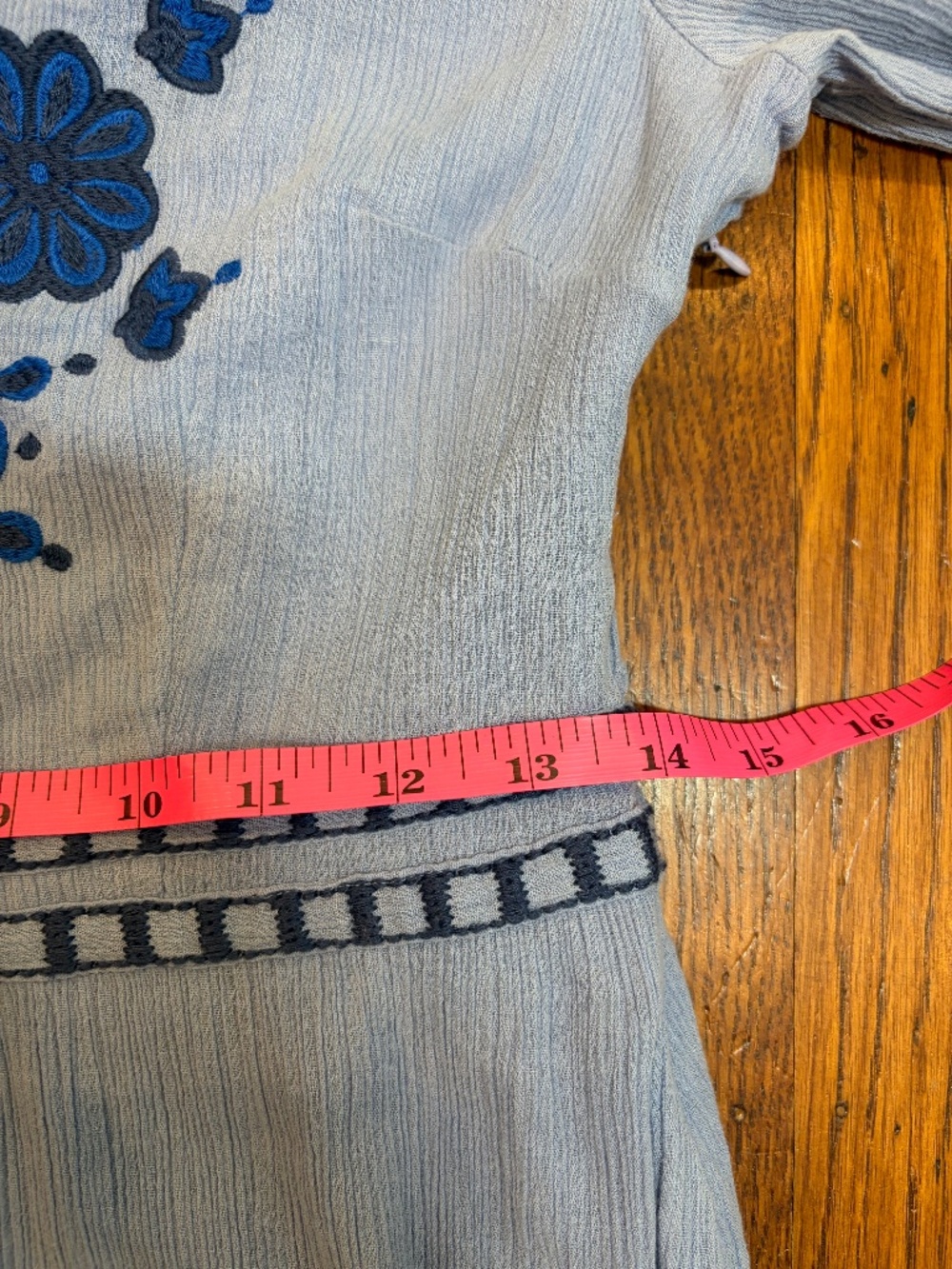Boden Light Blue Midi Dress with Navy Embroidery - Picture 6 of 8